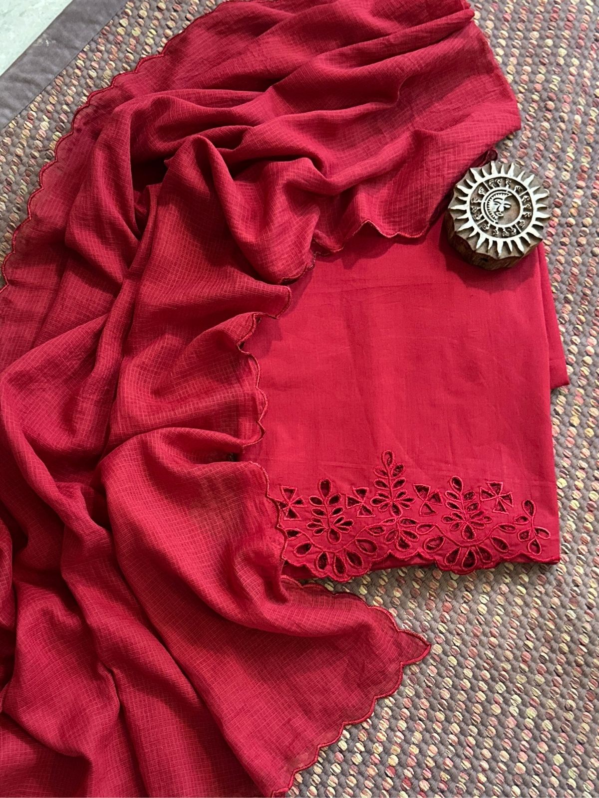 Bottom Wear Fabric with Cutwork Embroidery & Dupatta Set