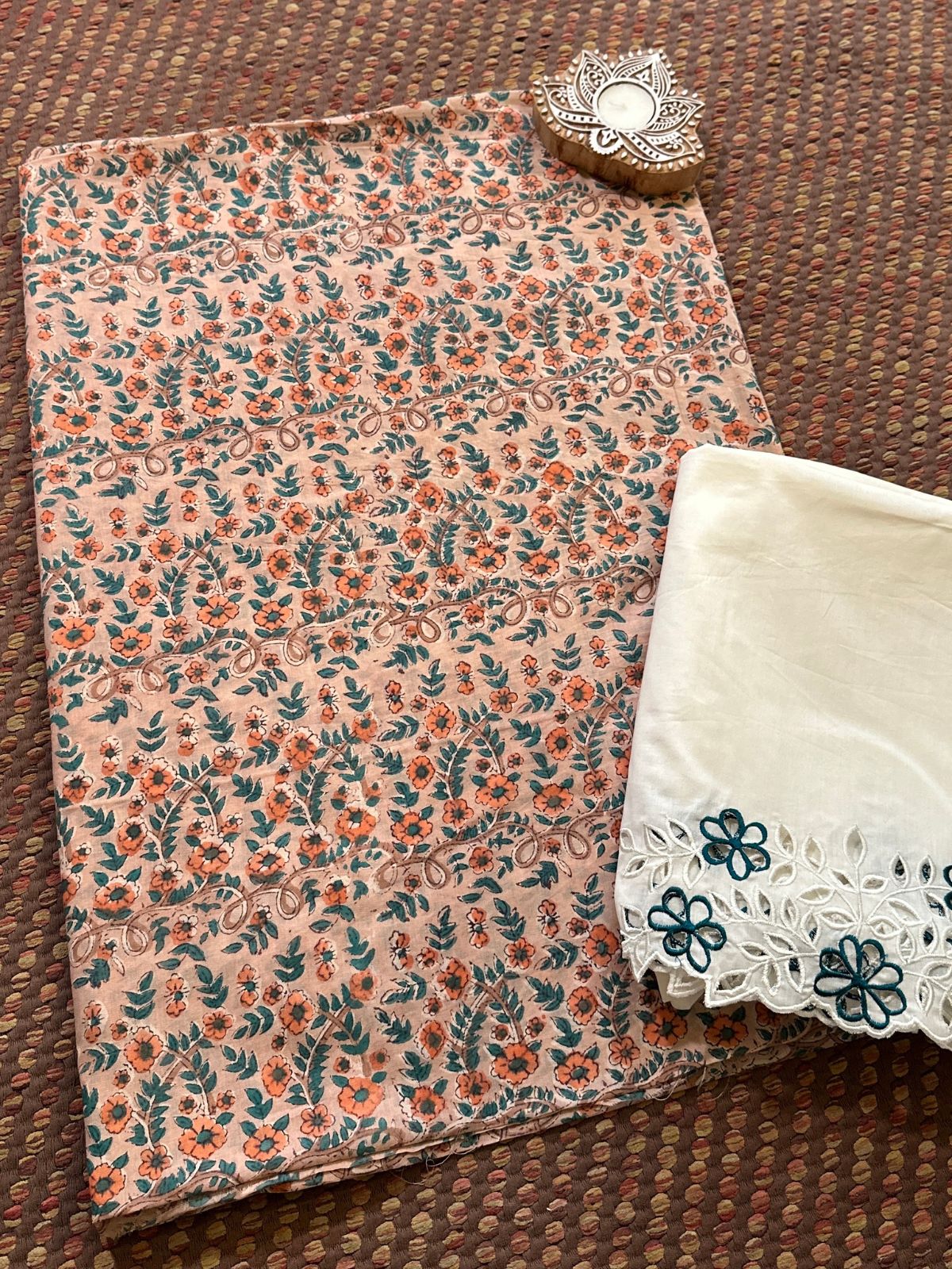 Pure Cotton with Cutwork Bottom Unstitched Set