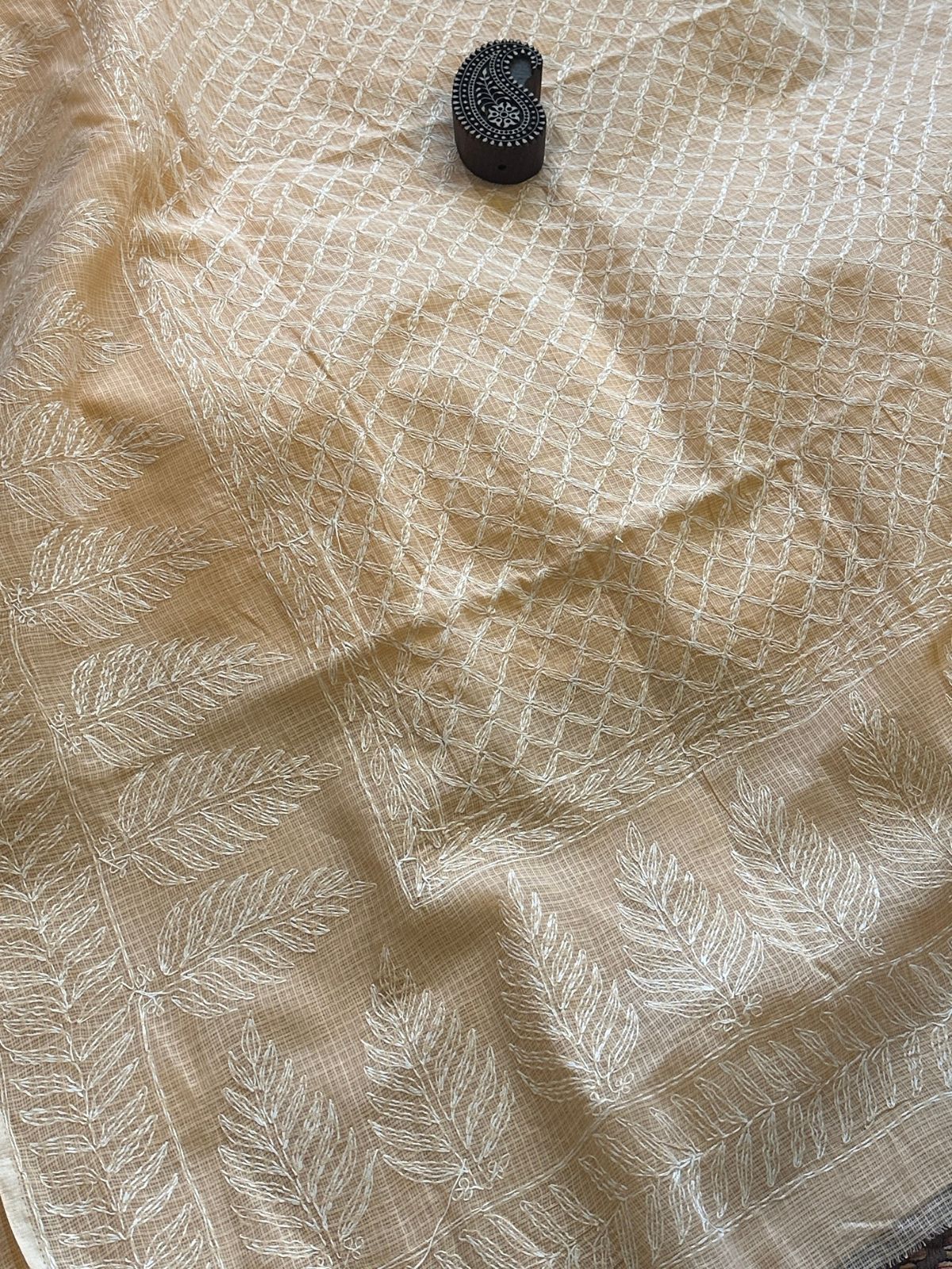 Peach Chikankari Hand Embroidered Saree