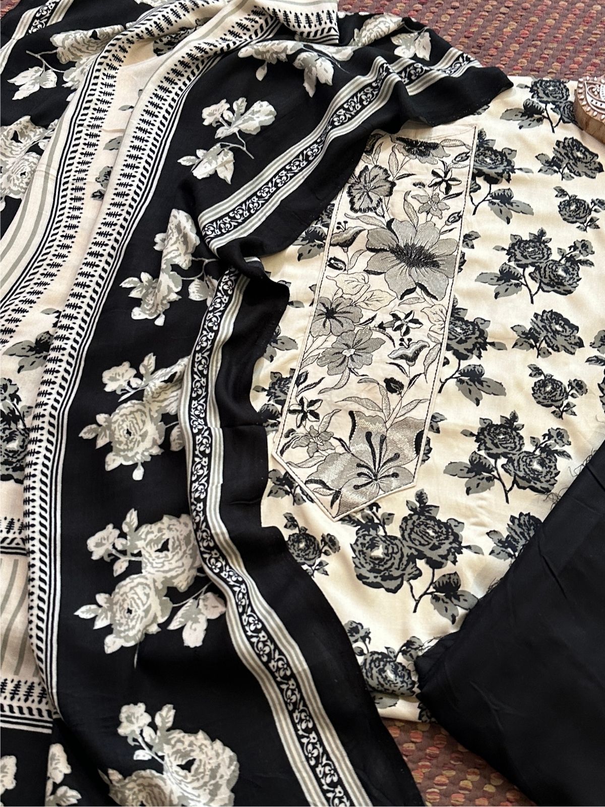 Spun Block Printed Unstitched Set