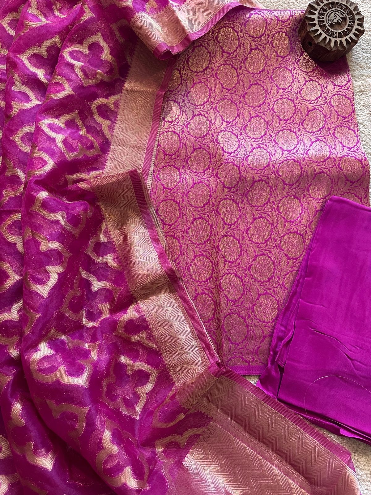 Mulberry- Premium Brocade Silk Unstitched Set