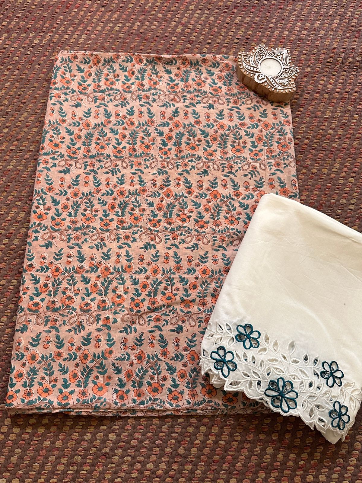 Pure Cotton with Cutwork Bottom Unstitched Set