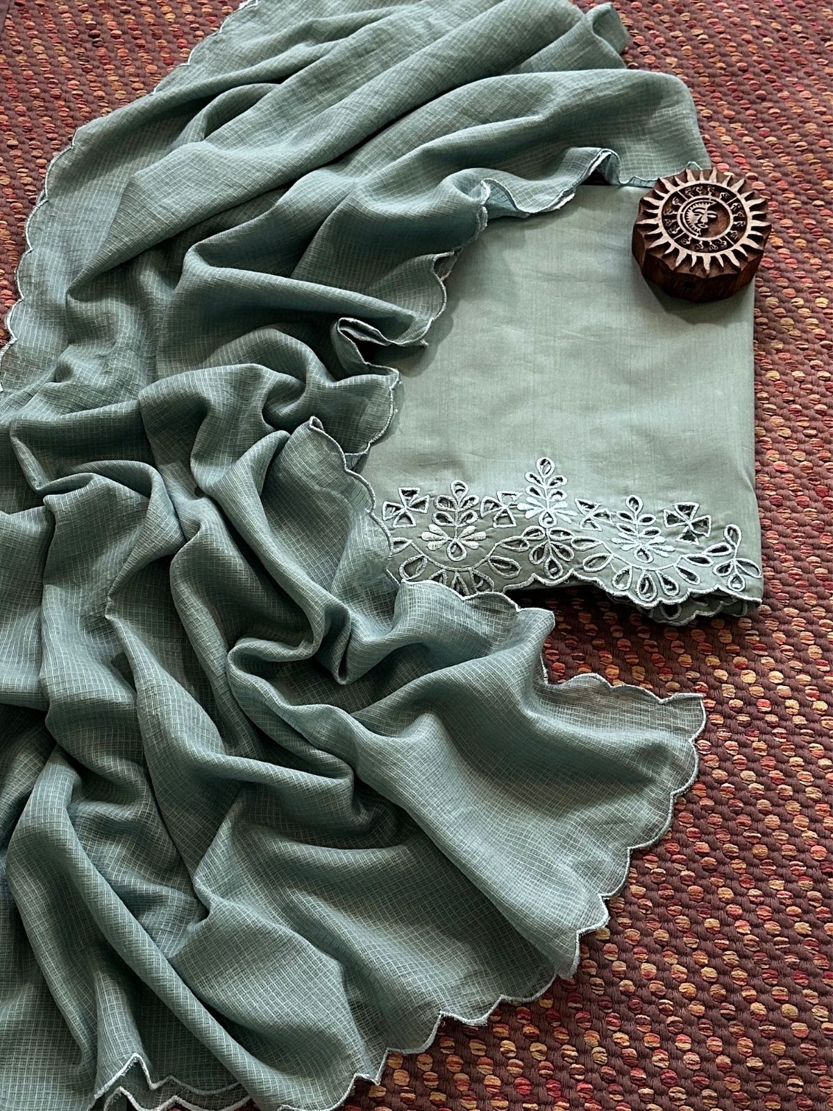 Bottom Wear Fabric with Cutwork Embroidery & Dupatta Set