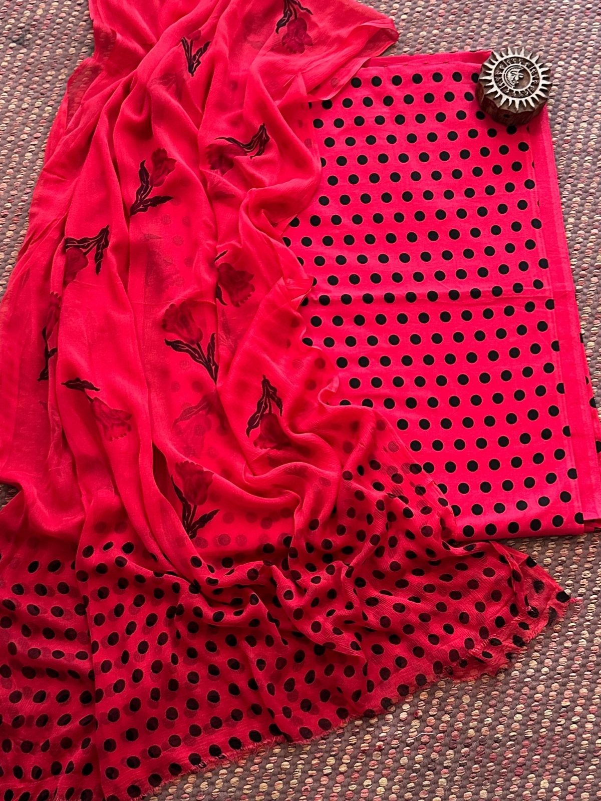 Pure Cotton Unstitched Set with Chiffon Dupatta