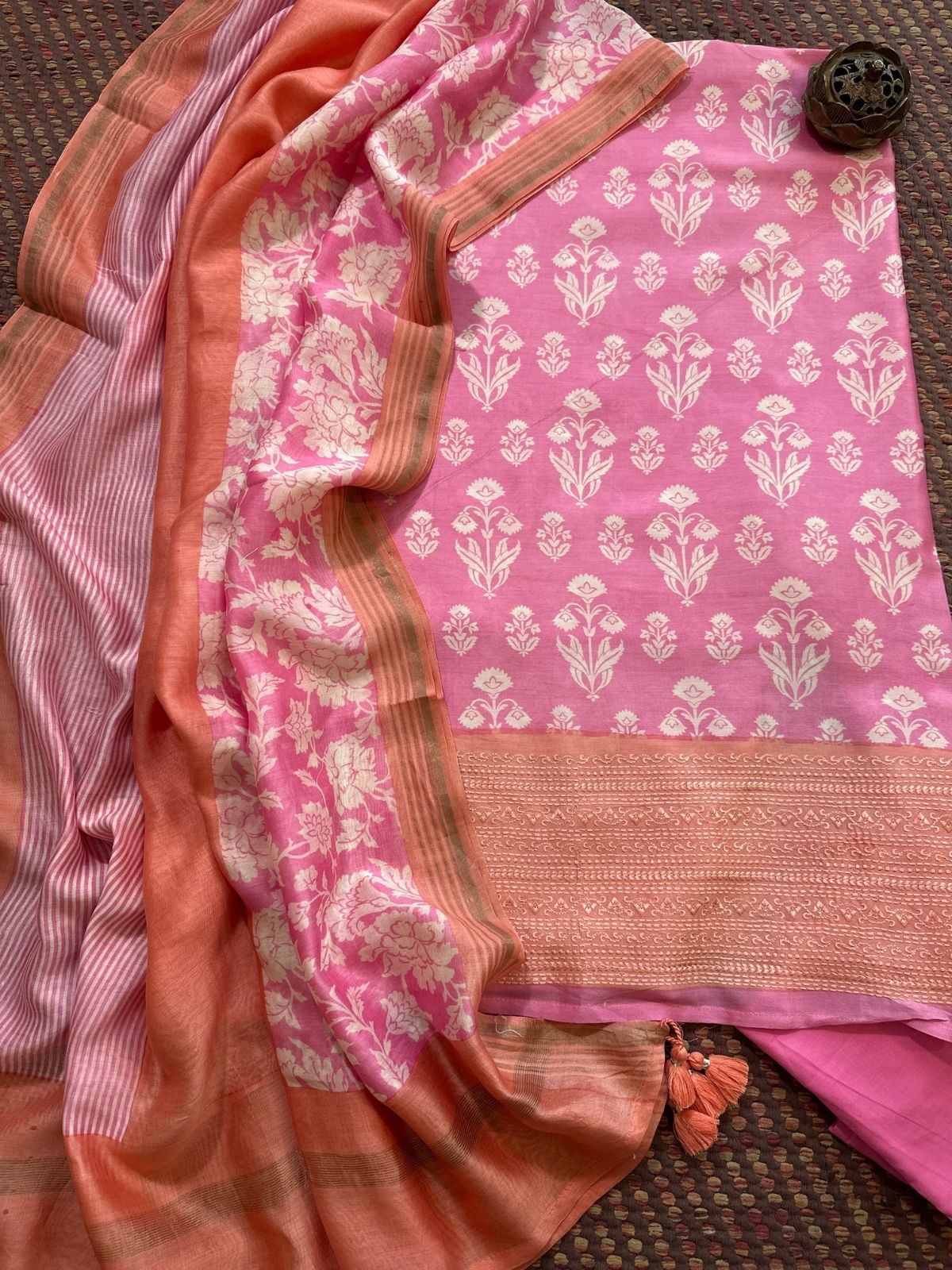 Premium Maheshwari Silk Unstitched Set