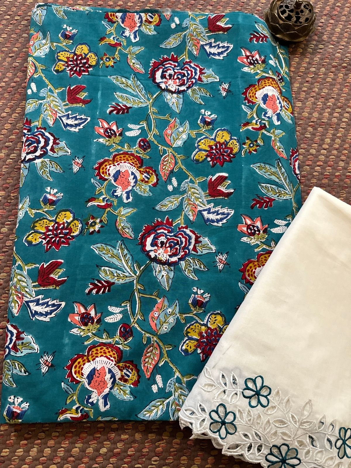 Pure Cotton with Cutwork Bottom Unstitched Set