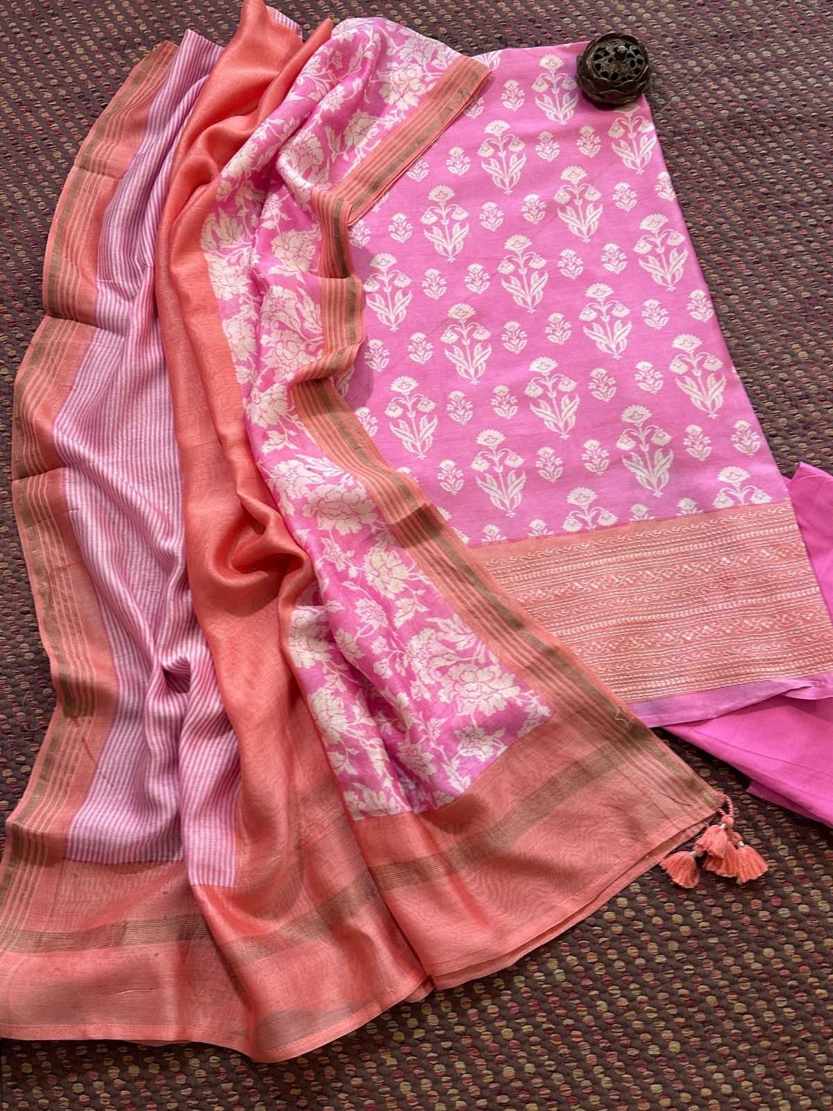 Premium Maheshwari Silk Unstitched Set