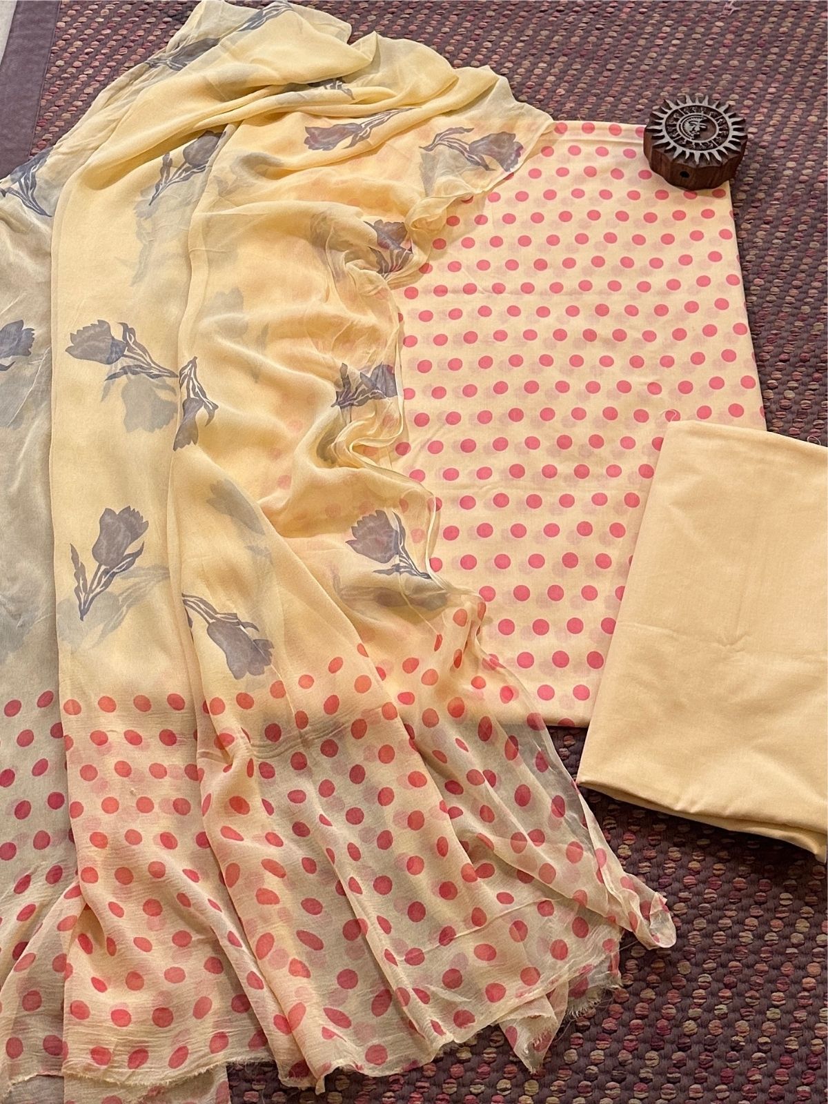 Pure Cotton Unstitched Set with Chiffon Dupatta