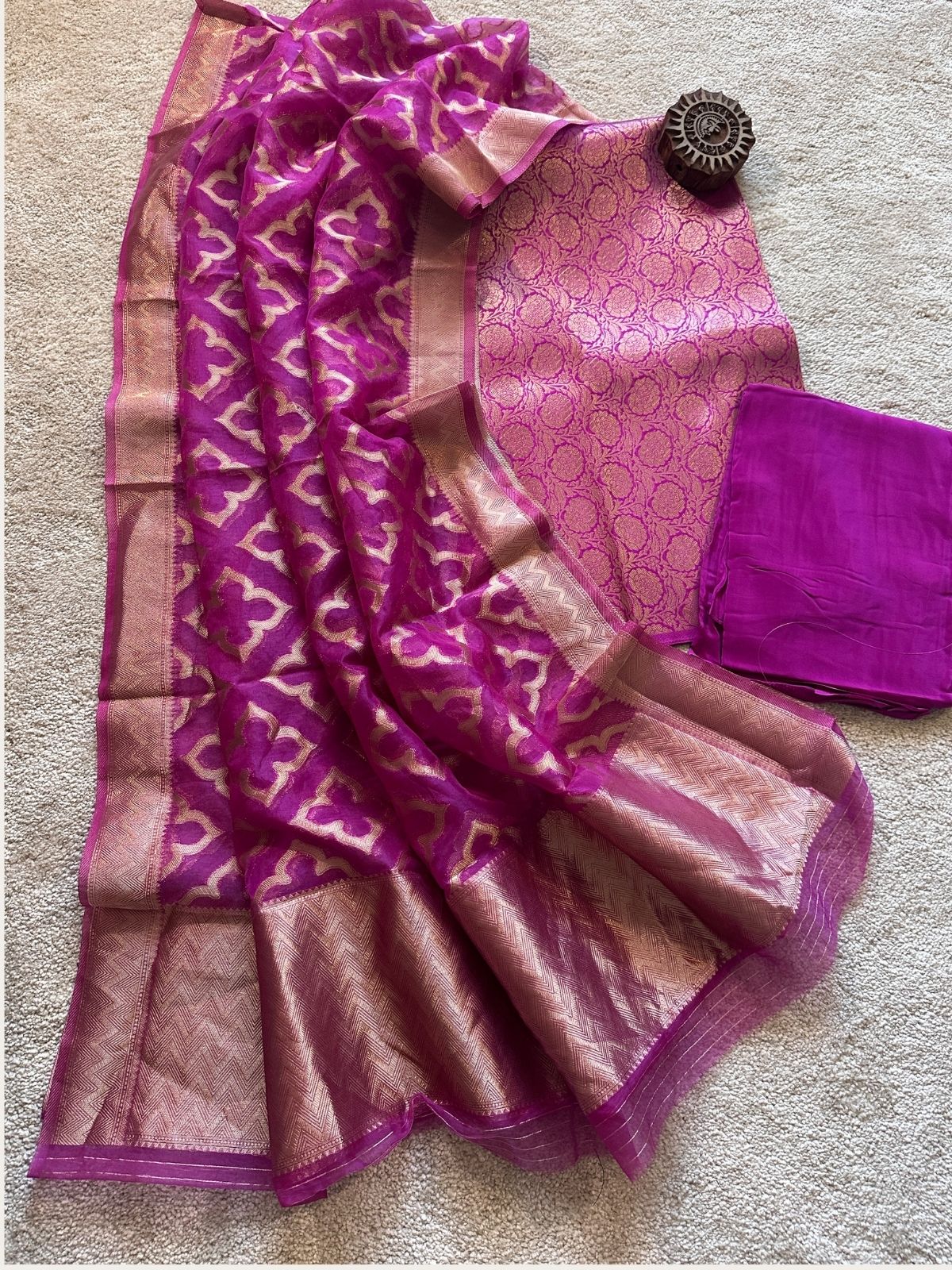 Mulberry- Premium Brocade Silk Unstitched Set
