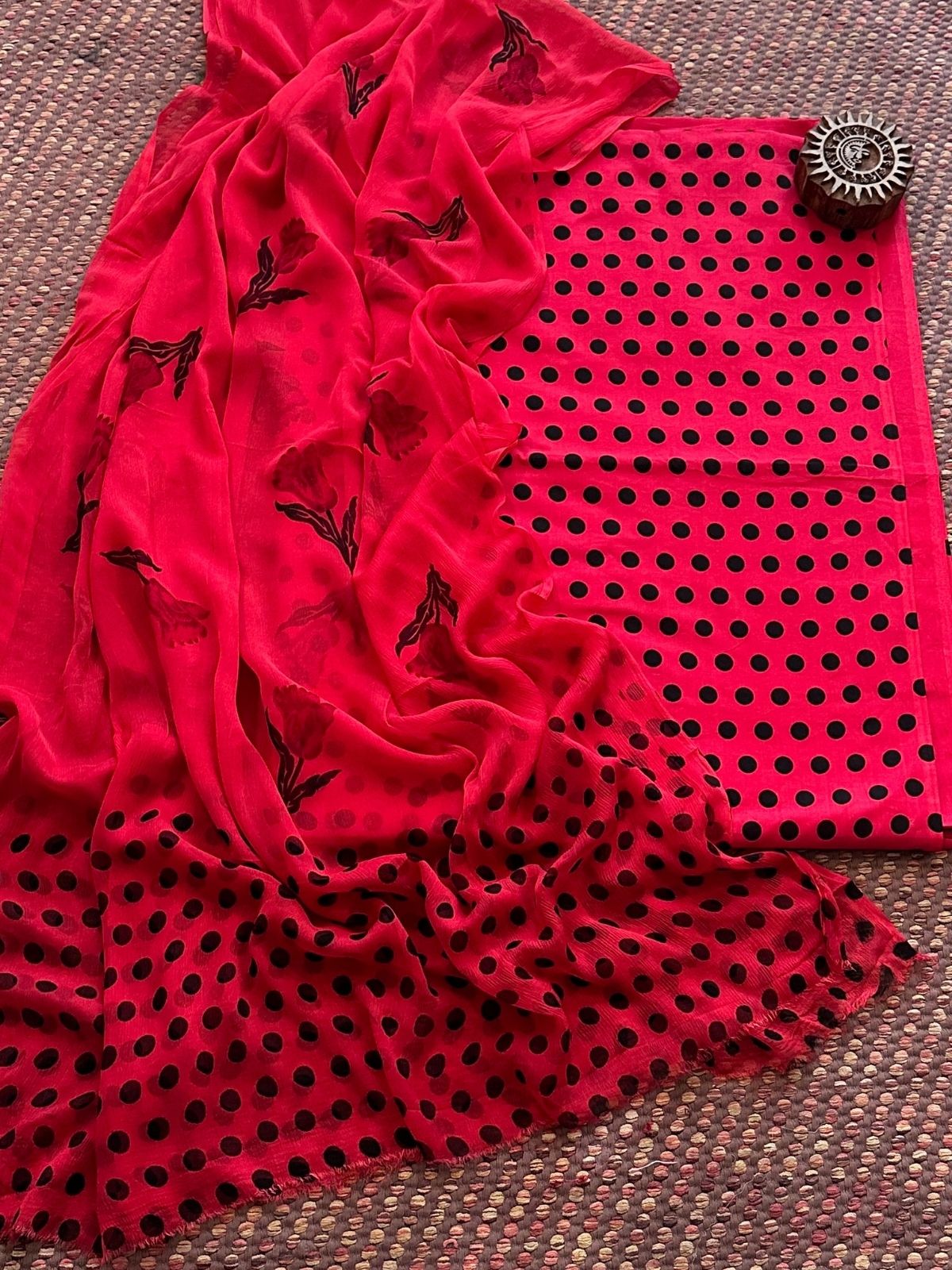 Pure Cotton Unstitched Set with Chiffon Dupatta