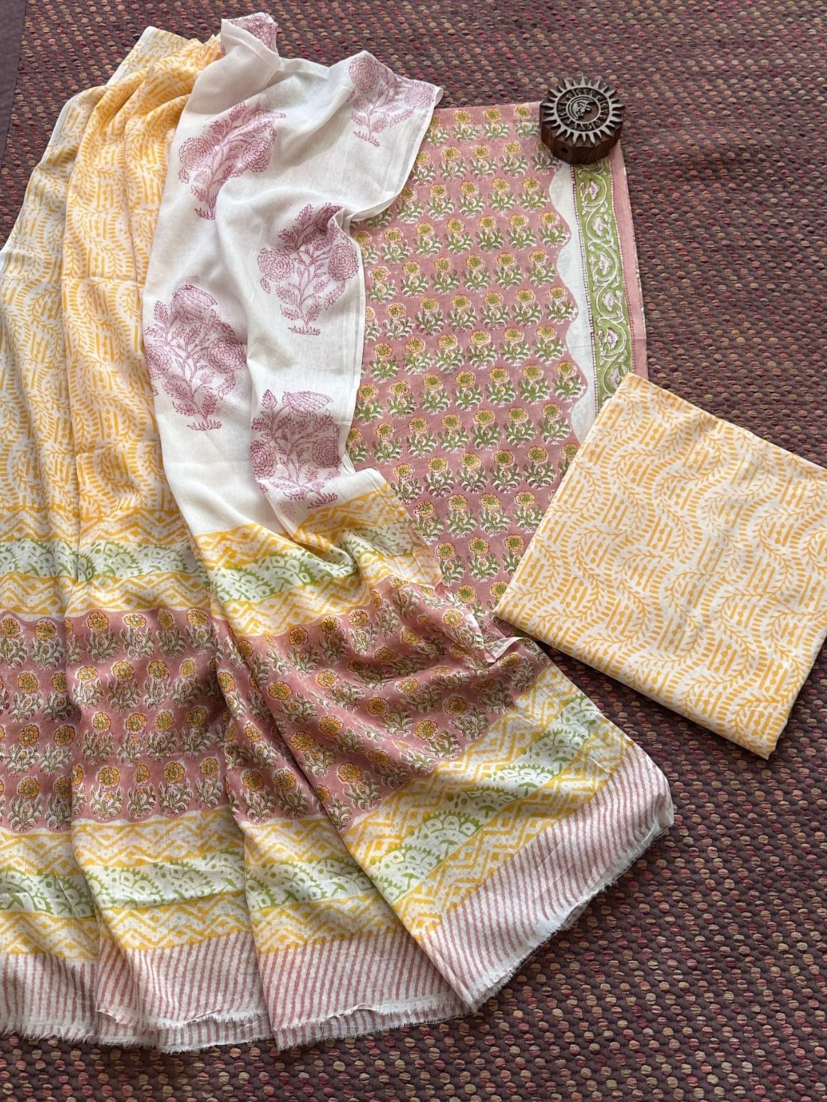 Pure Cotton Unstitched Set with Malmal Dupatta