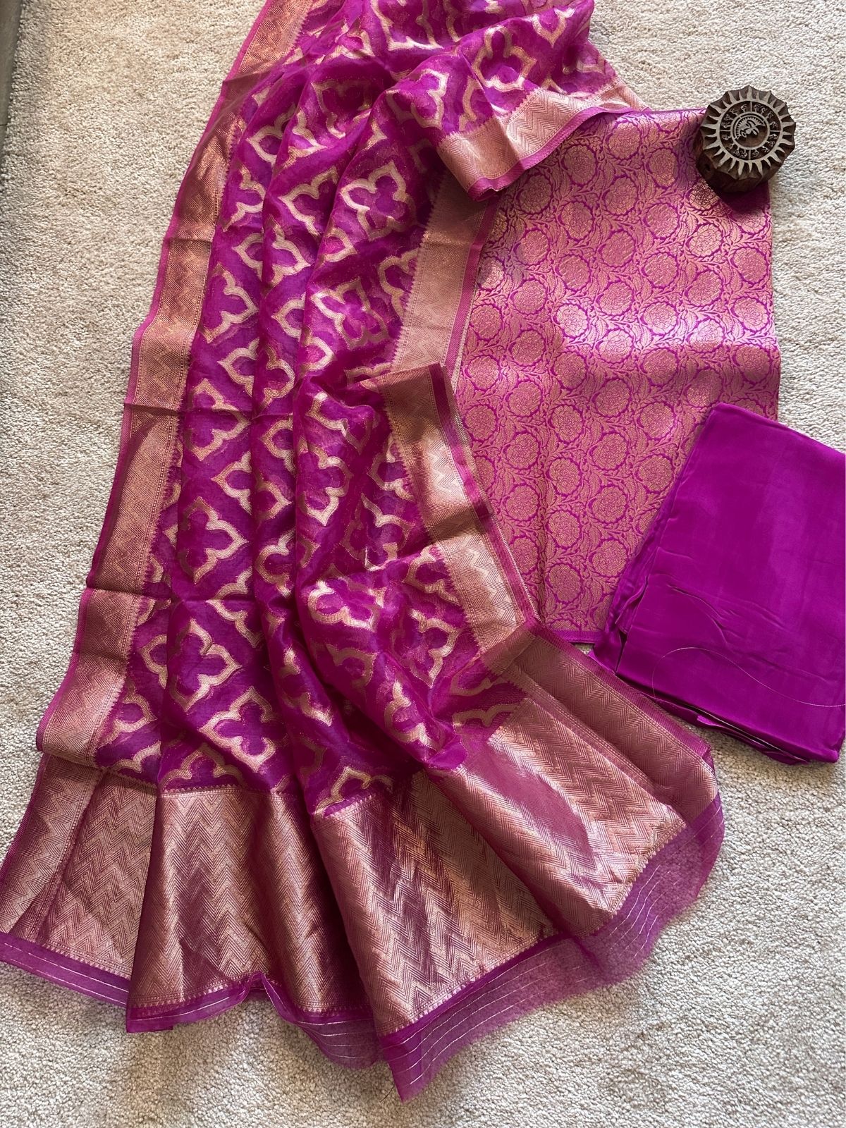 Mulberry- Premium Brocade Silk Unstitched Set