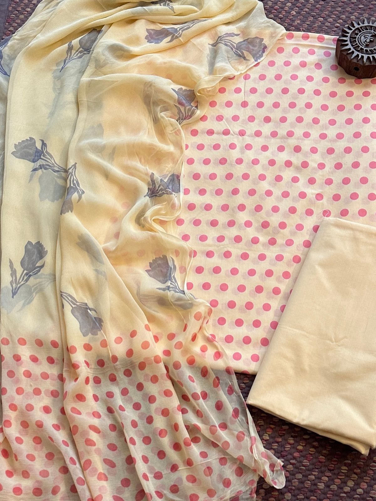 Pure Cotton Unstitched Set with Chiffon Dupatta