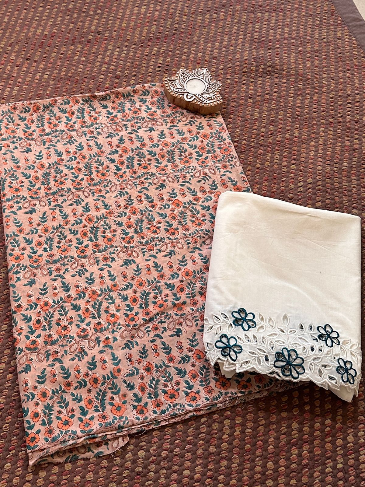 Pure Cotton with Cutwork Bottom Unstitched Set