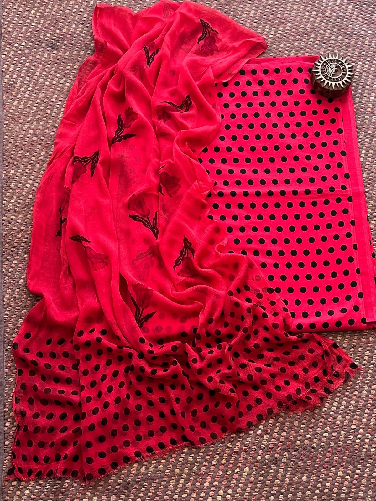 Pure Cotton Unstitched Set with Chiffon Dupatta