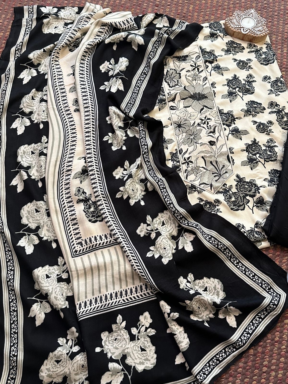 Spun Block Printed Unstitched Set