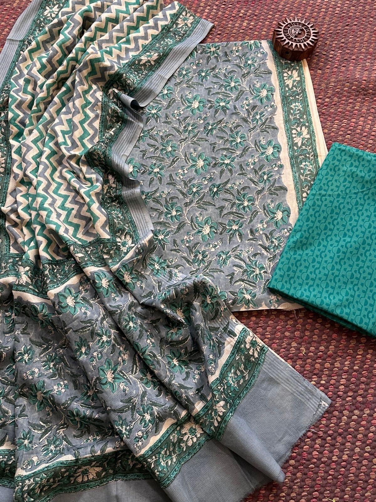 Pure Cotton Unstitched Set with Cotton Dupatta