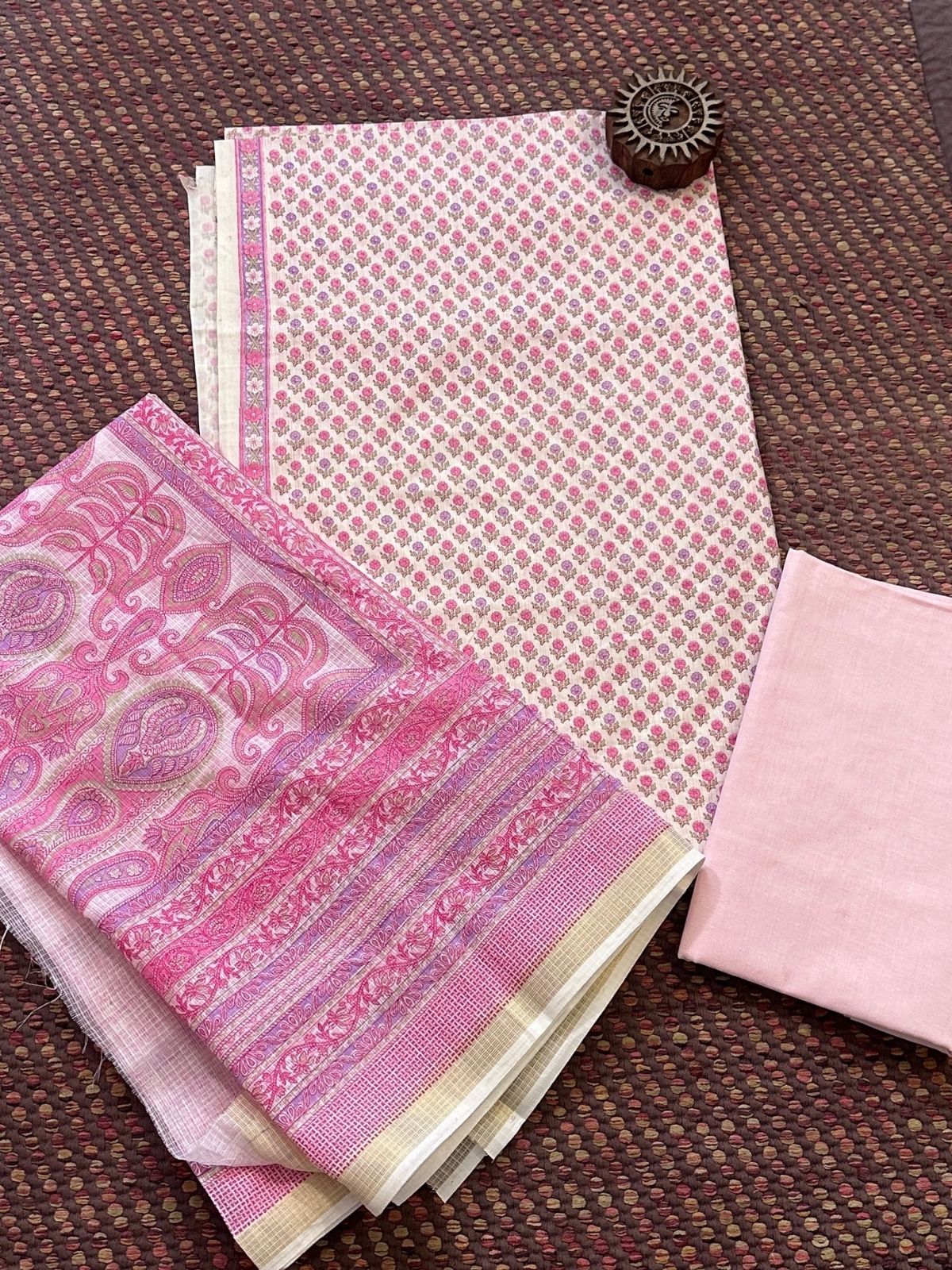 Pure Cotton Unstitched Set with Kota Dupatta