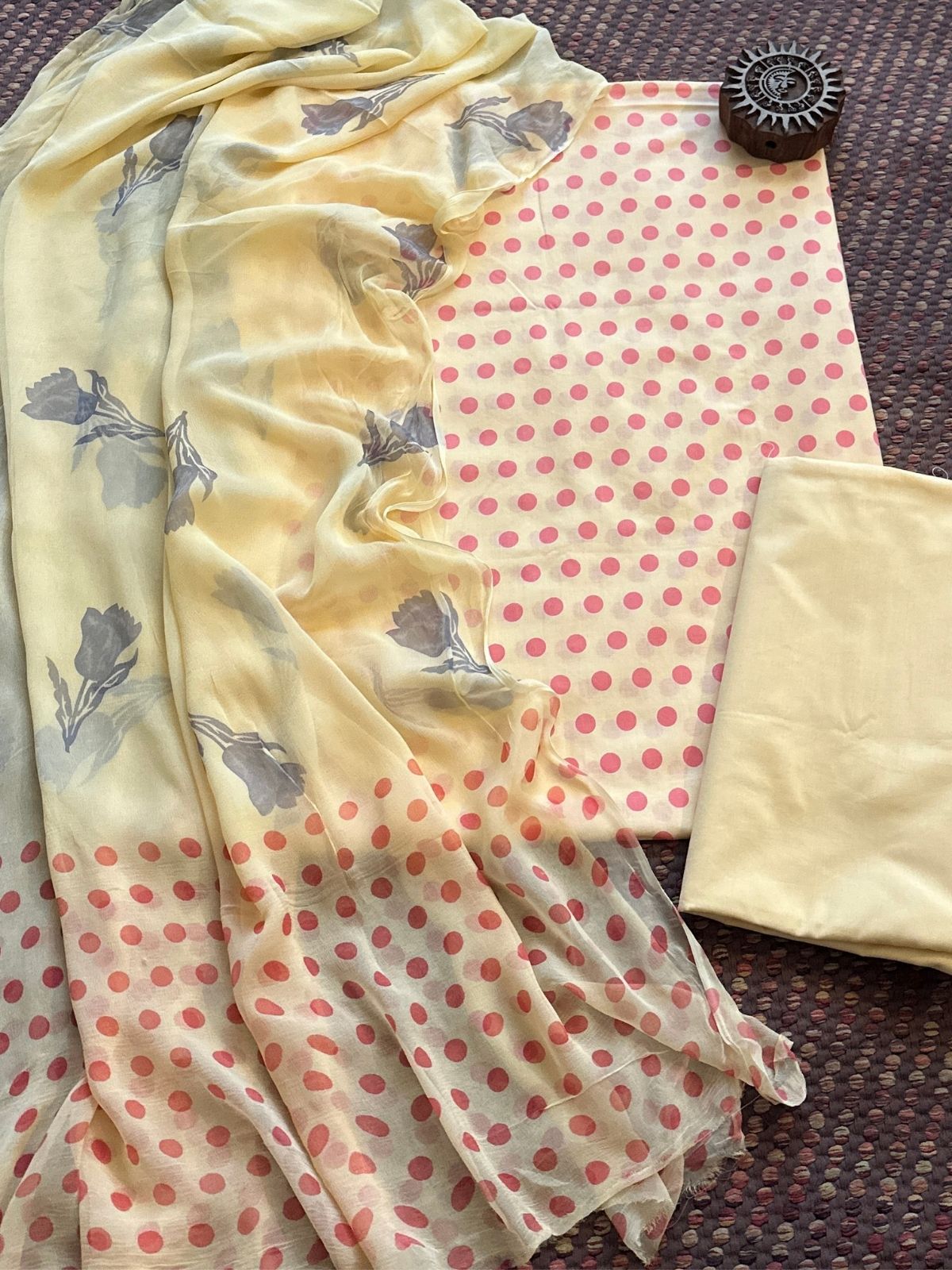 Pure Cotton Unstitched Set with Chiffon Dupatta