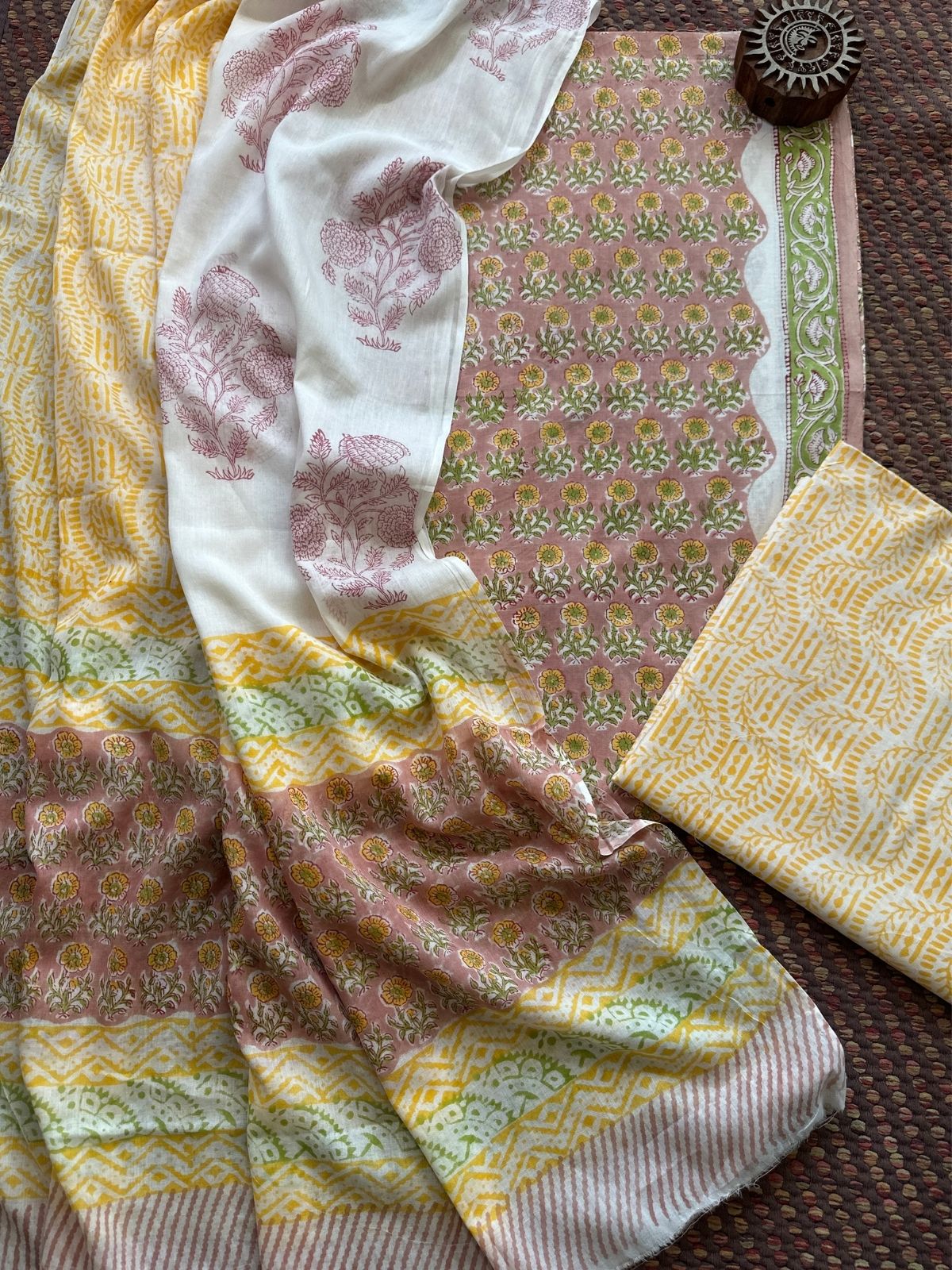Pure Cotton Unstitched Set with Malmal Dupatta