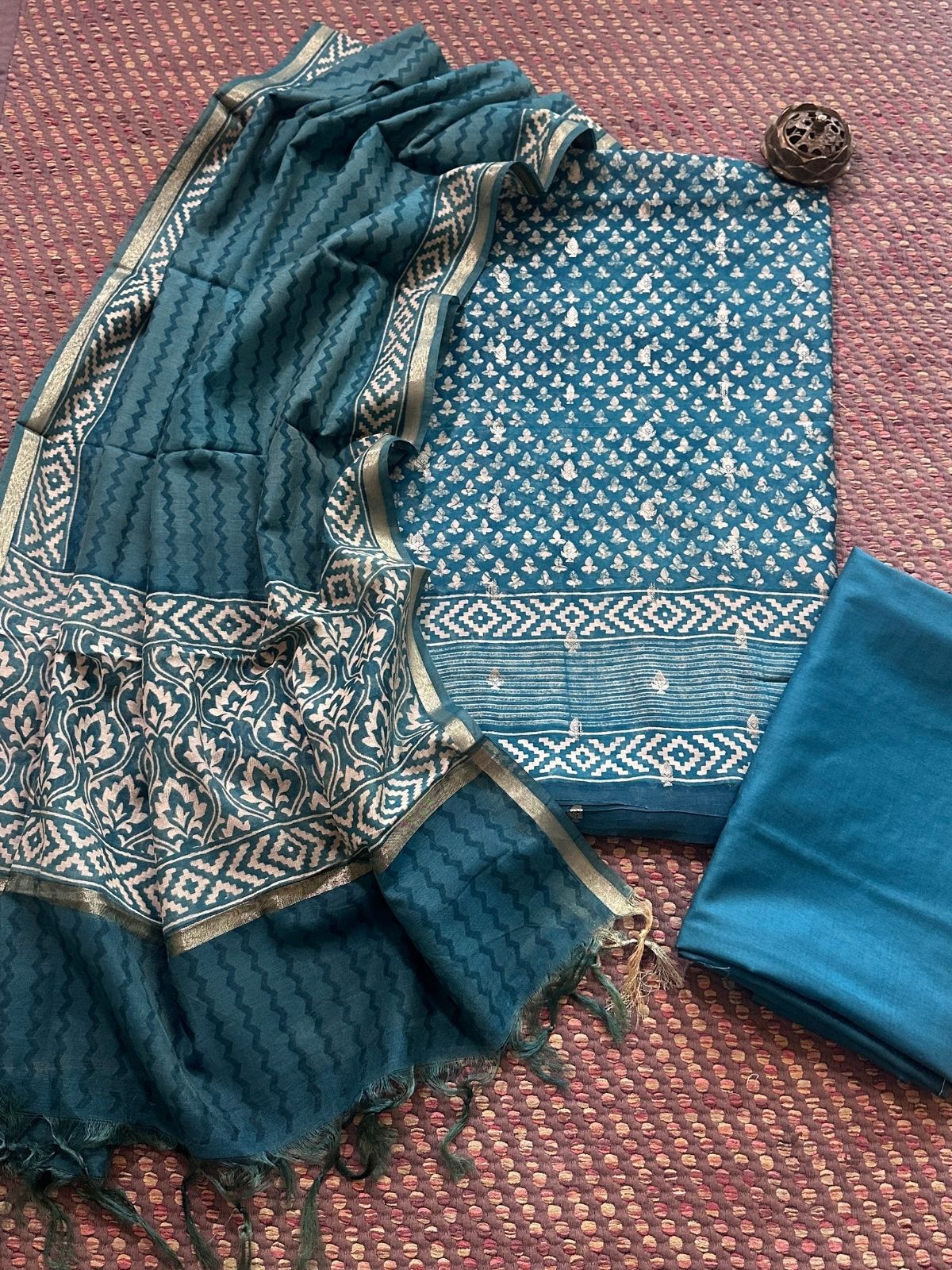 Premium Maheshwari Silk Unstitched Set