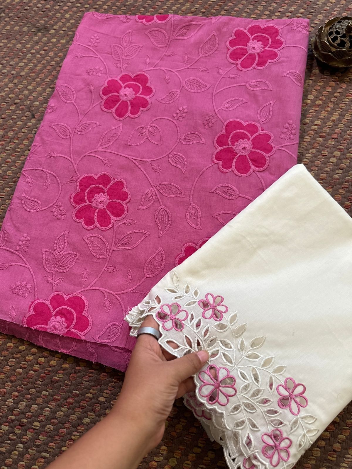 Premium Cotton Embroidered Unstitched Set