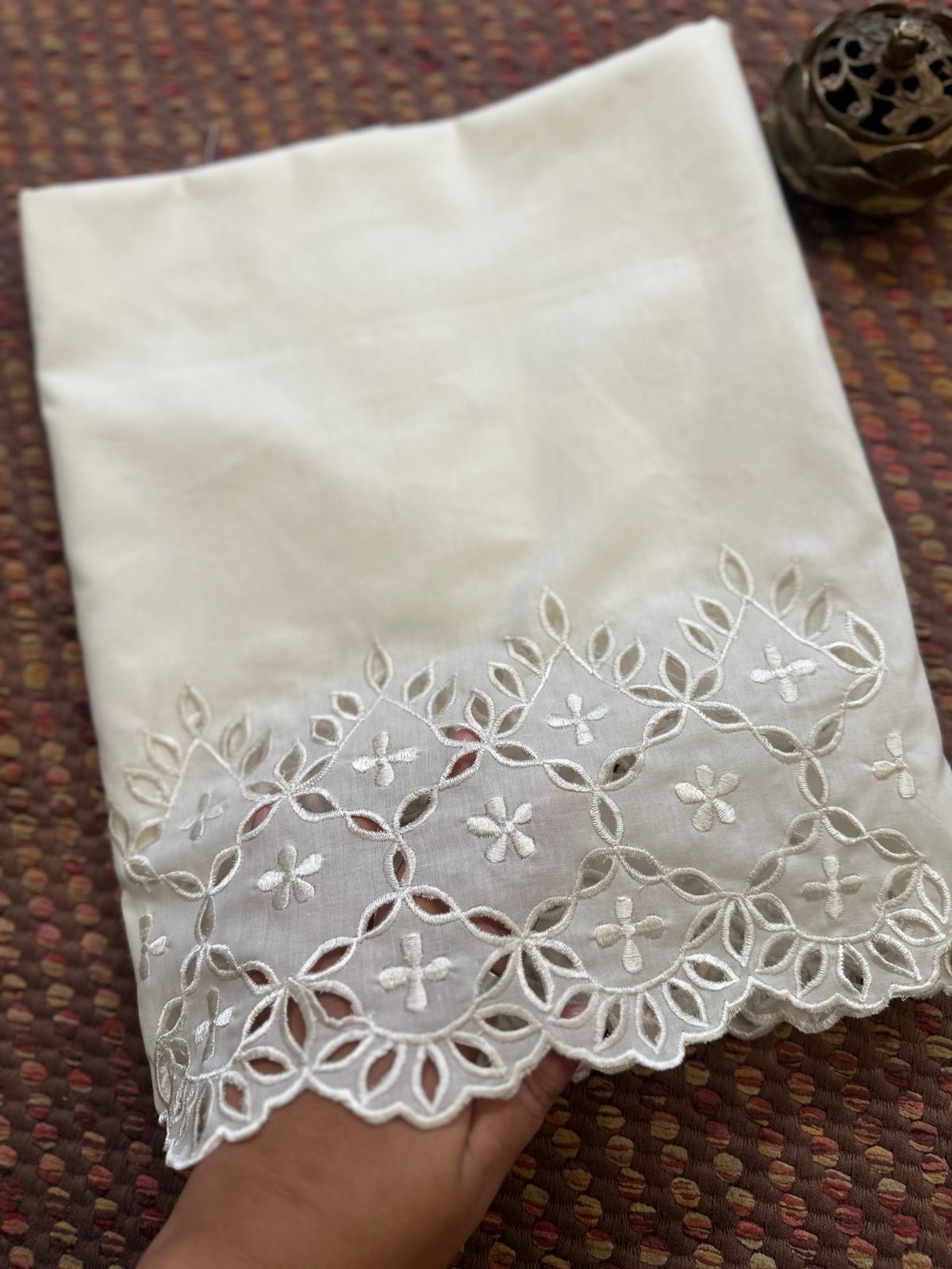 Bottom Wear Cutwork Fabric- Off White