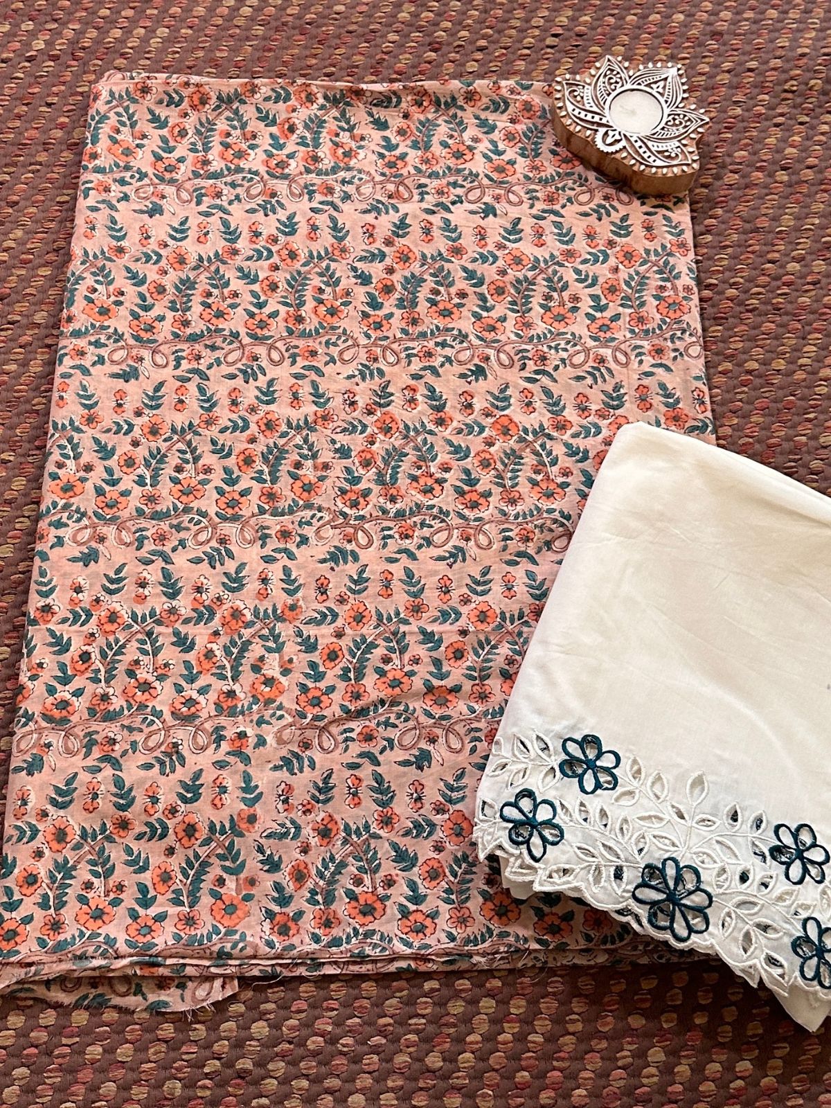 Pure Cotton with Cutwork Bottom Unstitched Set