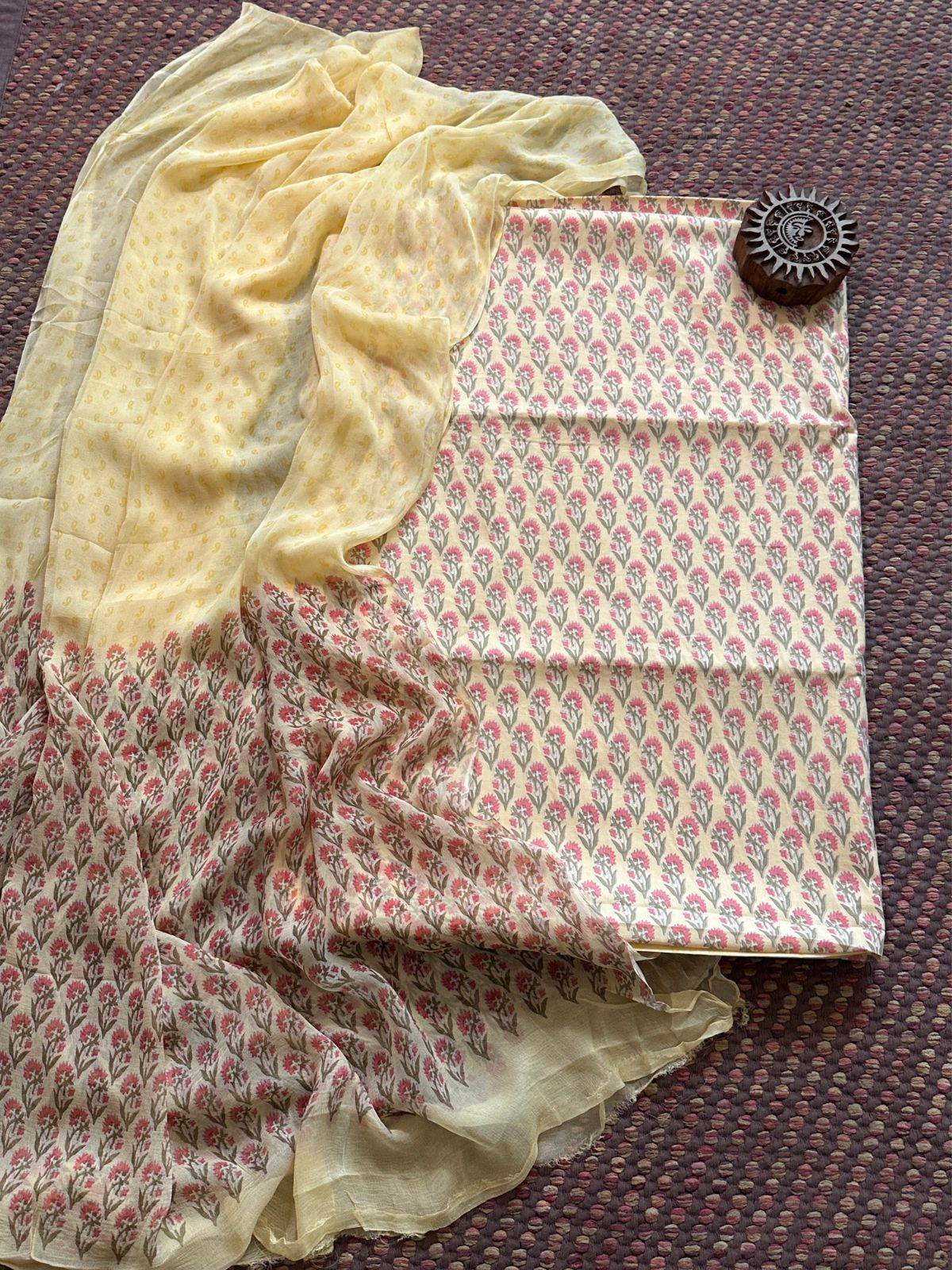 Pure Cotton Unstitched Set with Chiffon Dupatta