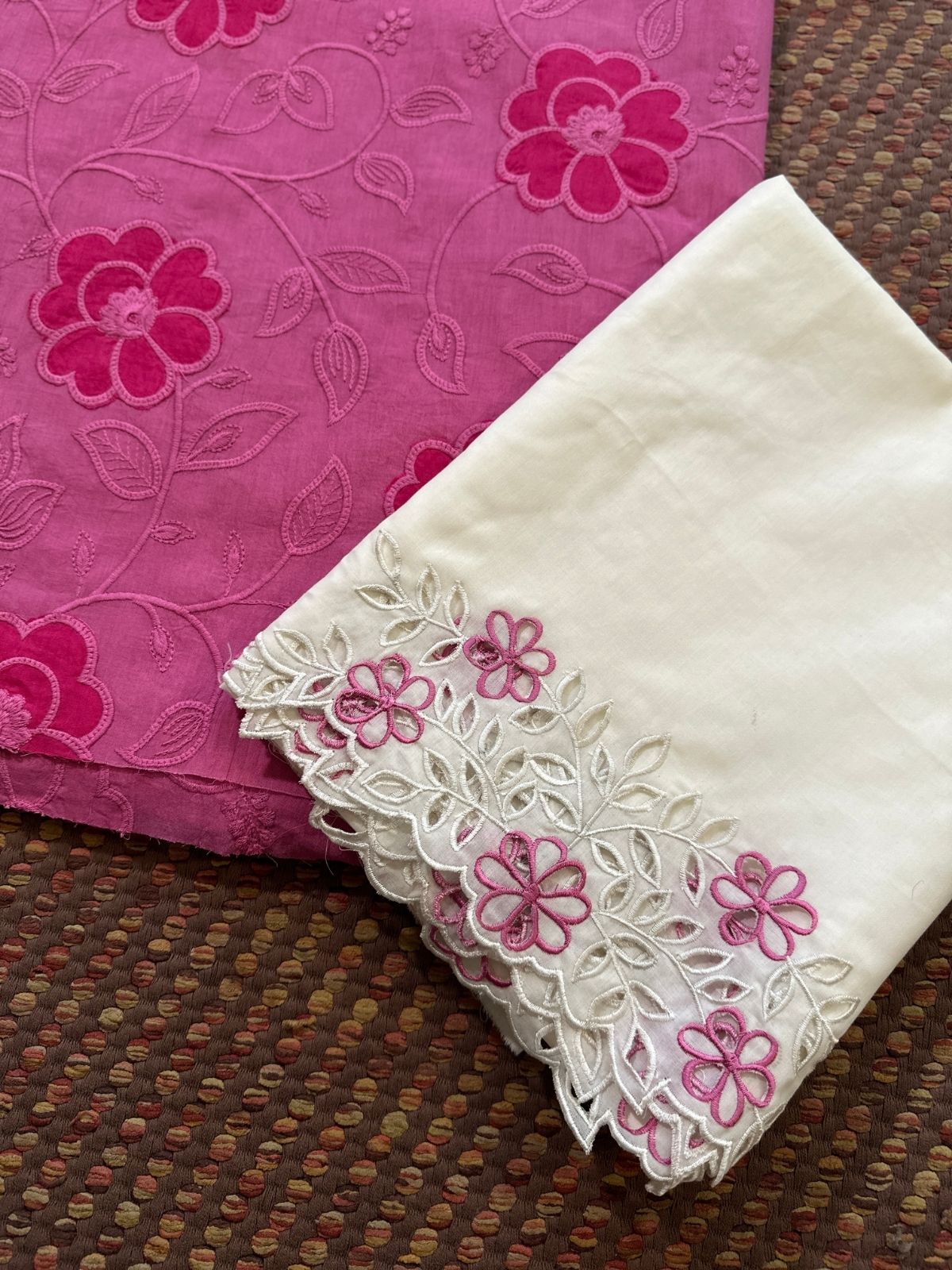 Premium Cotton Embroidered Unstitched Set