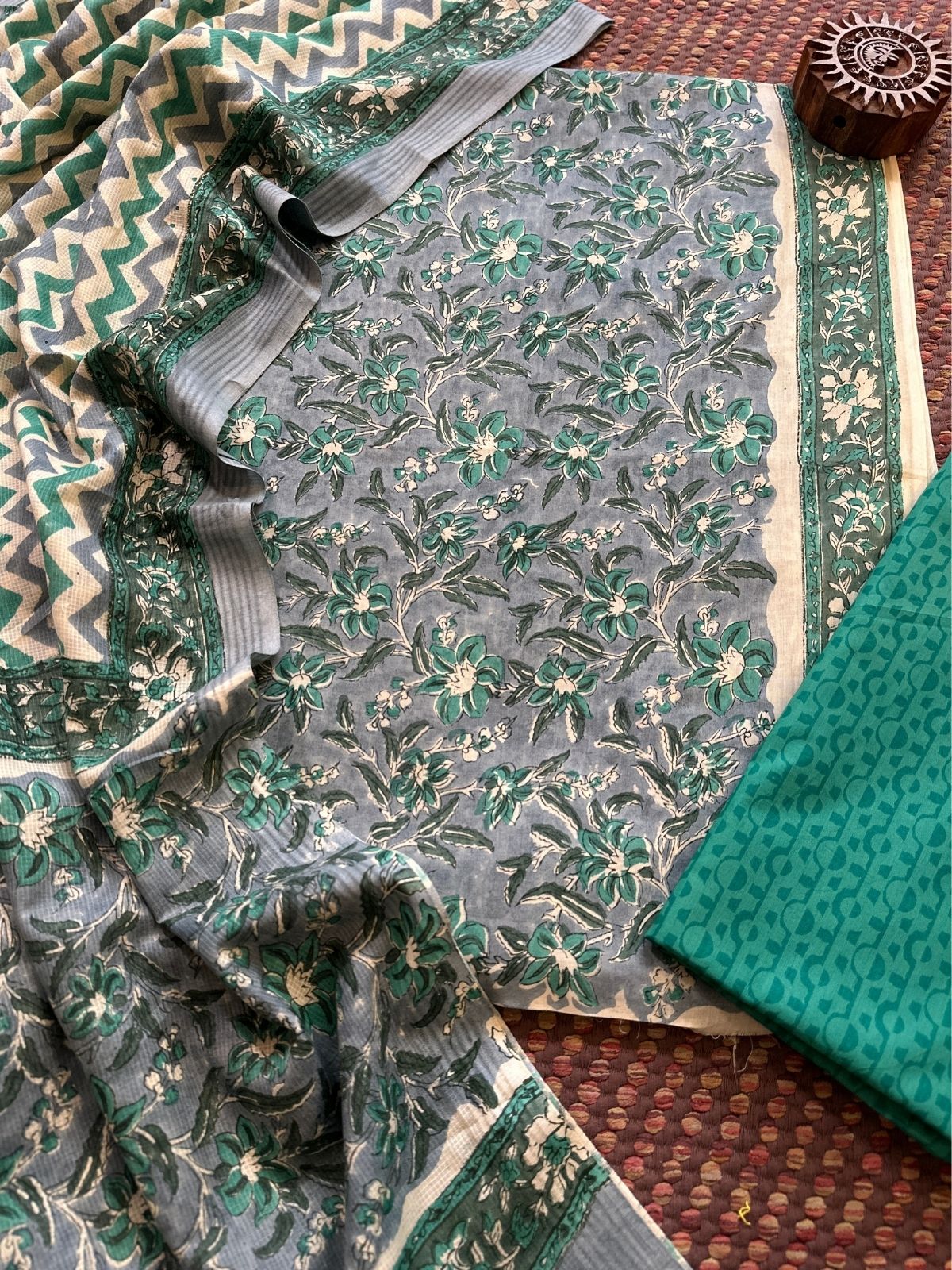 Pure Cotton Unstitched Set with Cotton Dupatta