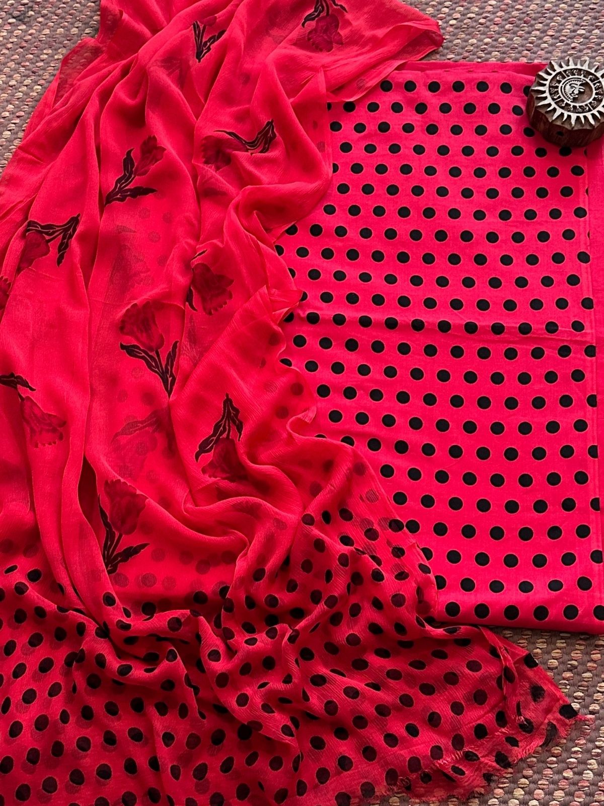 Pure Cotton Unstitched Set with Chiffon Dupatta