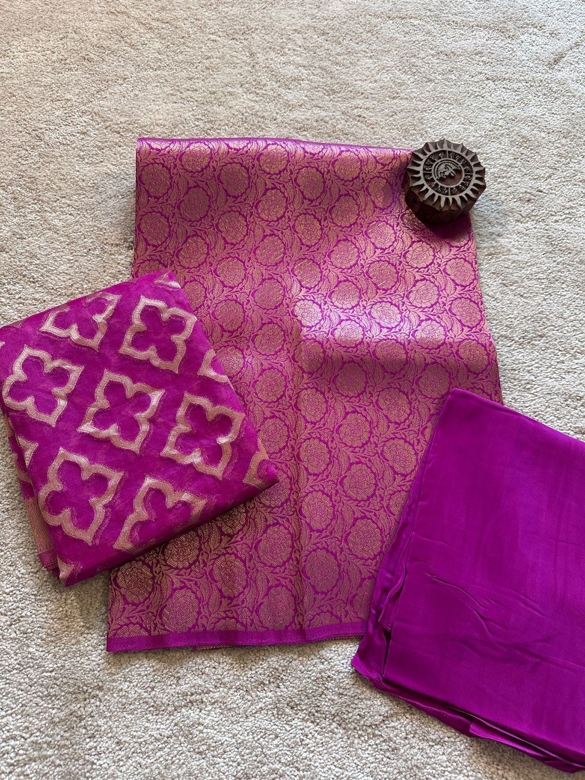 Mulberry- Premium Brocade Silk Unstitched Set