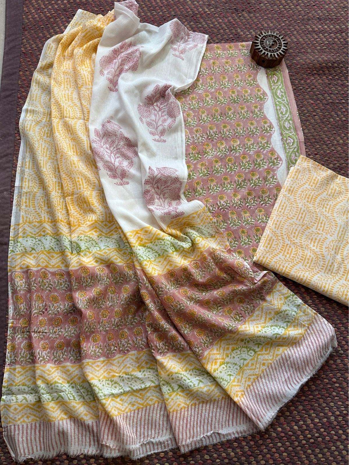 Pure Cotton Unstitched Set with Malmal Dupatta