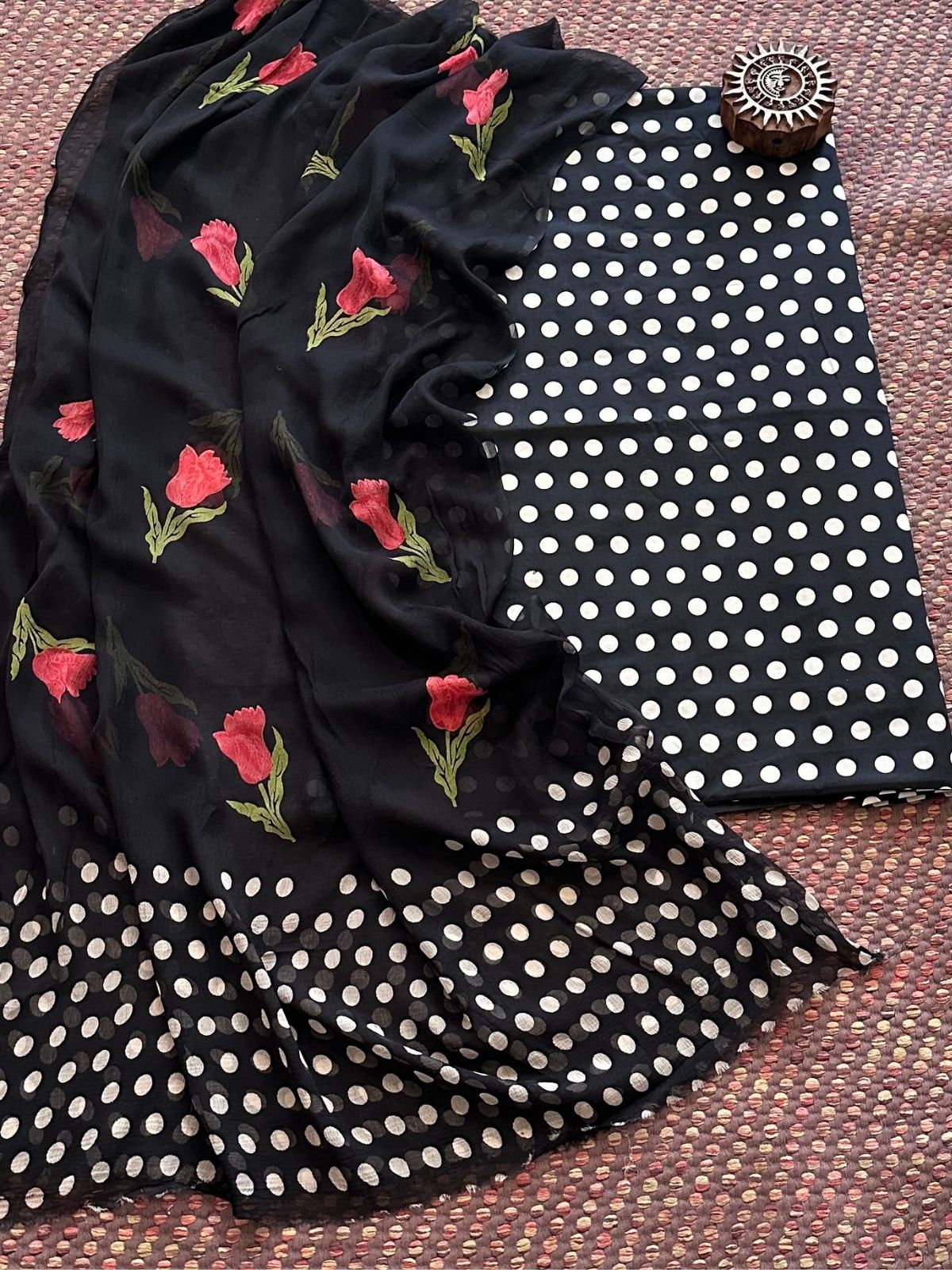 Pure Cotton Unstitched Set with Chiffon Dupatta
