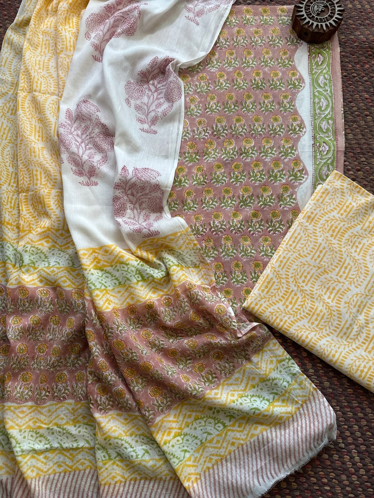 Pure Cotton Unstitched Set with Malmal Dupatta