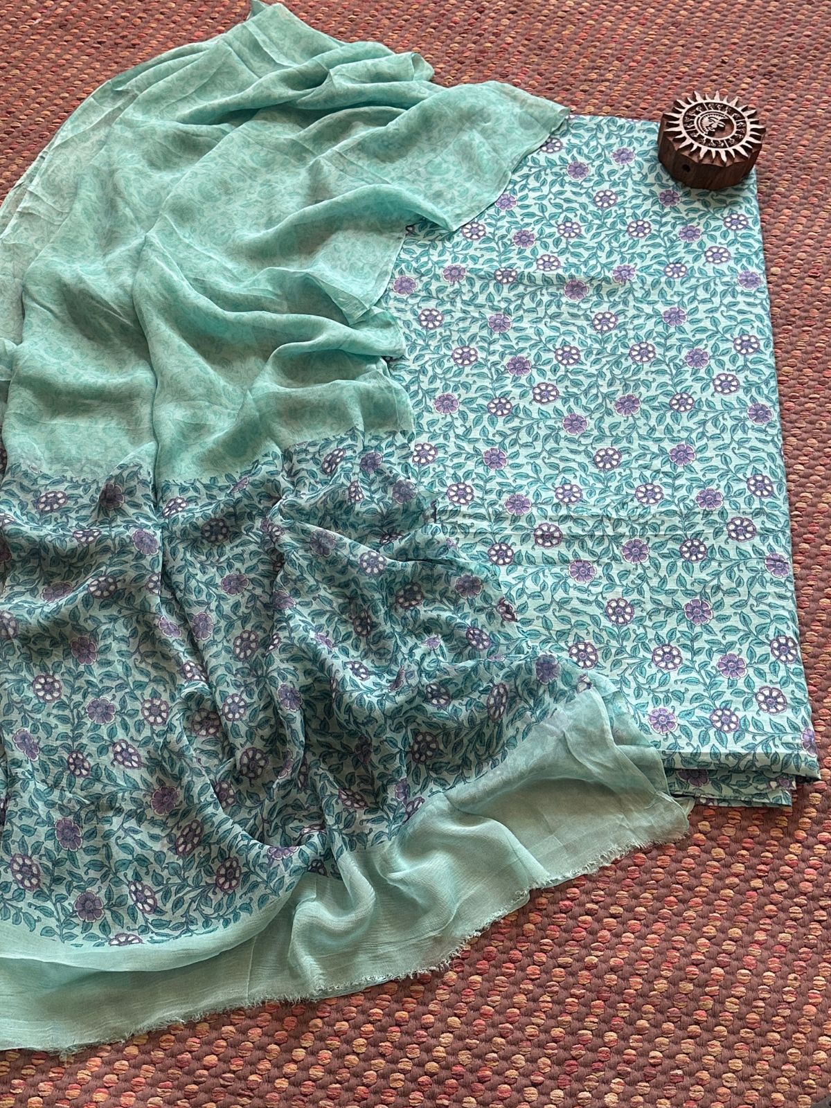 Pure Cotton Unstitched Set with Chiffon Dupatta