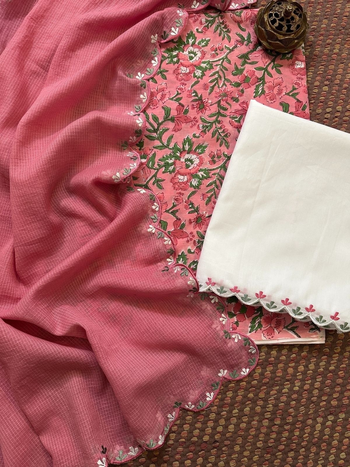 Pure Cotton Malmal with Embroidered Dupatta & Bottom