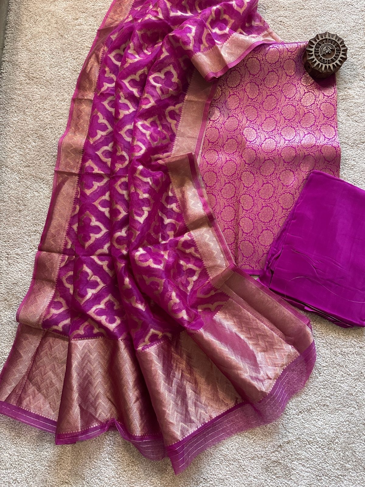 Mulberry- Premium Brocade Silk Unstitched Set