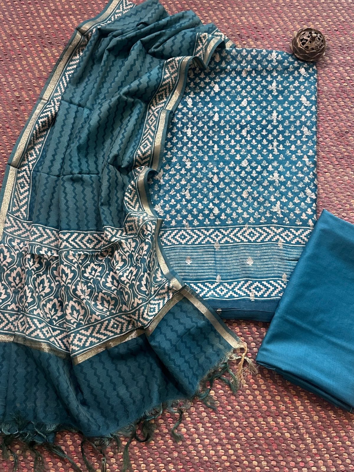 Premium Maheshwari Silk Unstitched Set