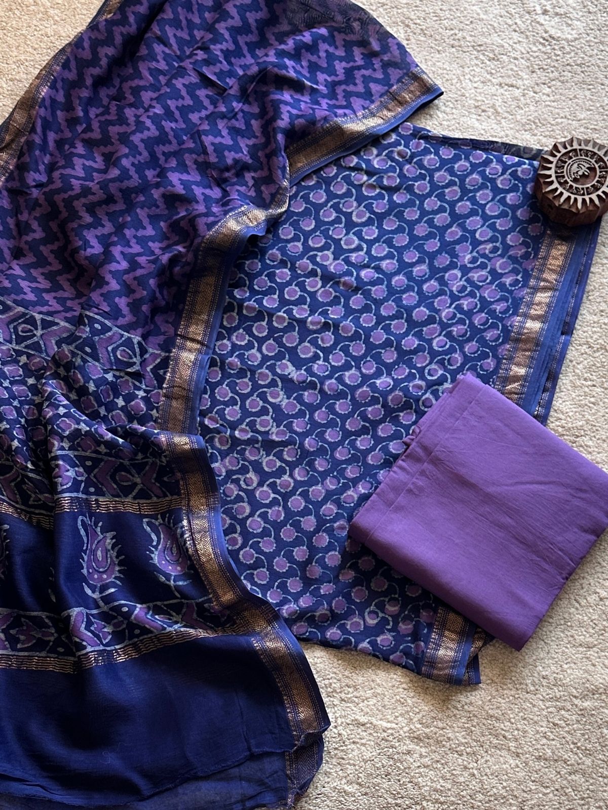 Orchid Dream - Maheshwari Silk Unstitched Set