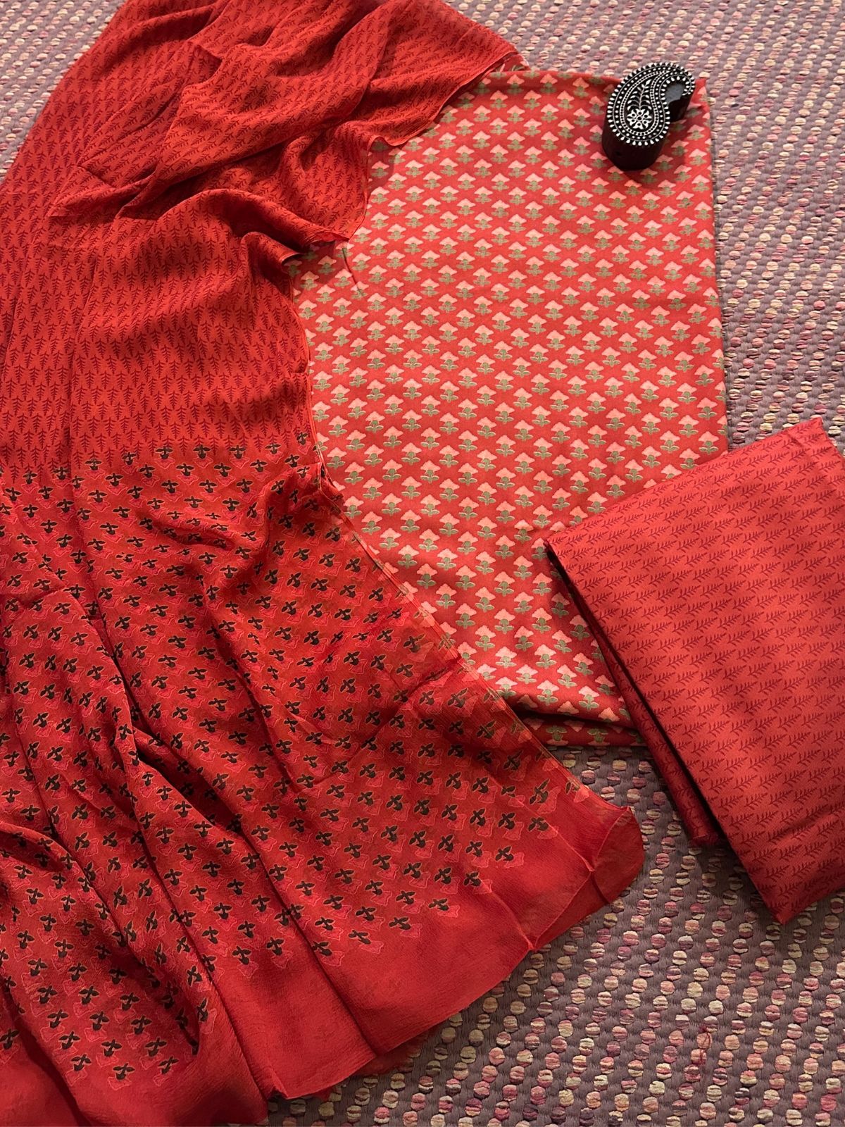Spun Block Printed Unstitched Set