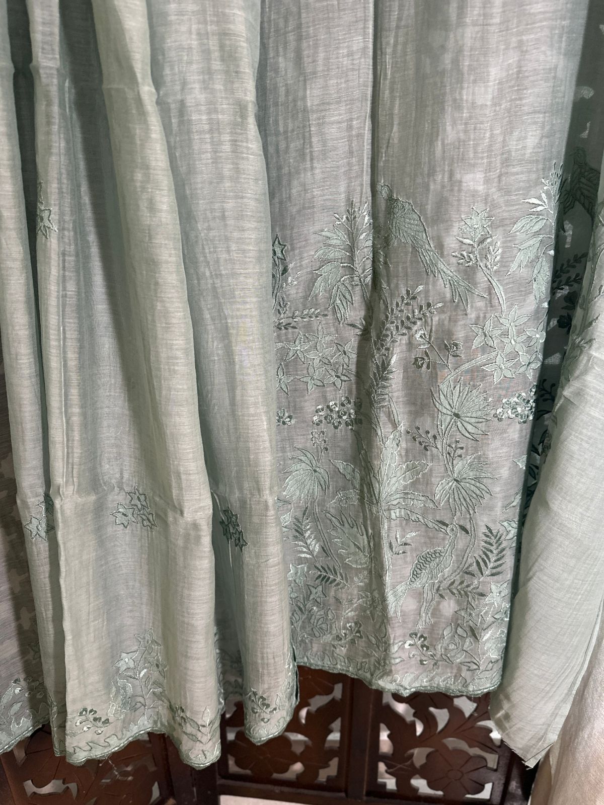 Premium Malmal Maheswari Embroidered Unstitched Set