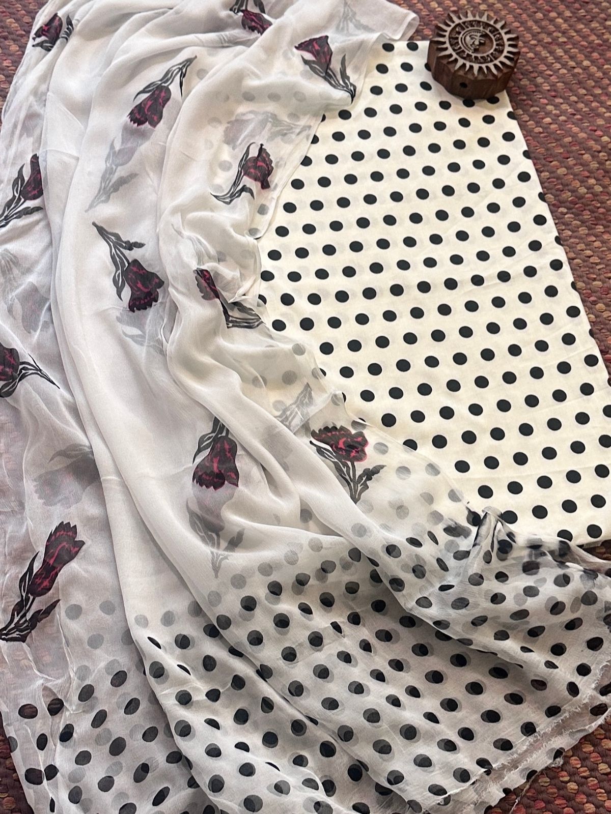 Pure Cotton Unstitched Set with Chiffon Dupatta