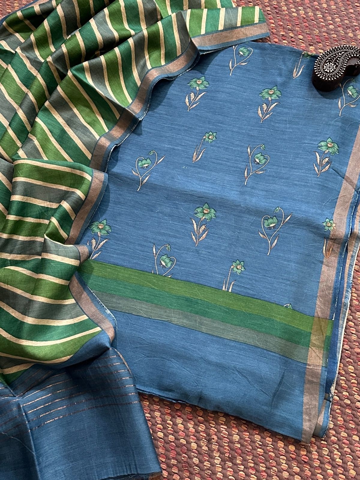 Premium Pure Tussar Silk Unstitched Set