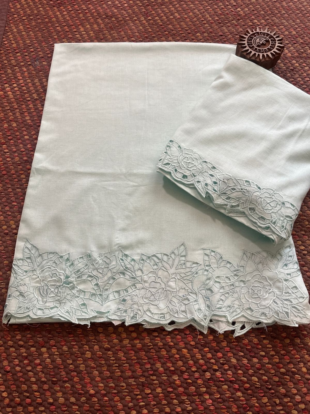 Exclusive Linen Cotton Coord Set with Cutwork Embroidery - Top & Bottom