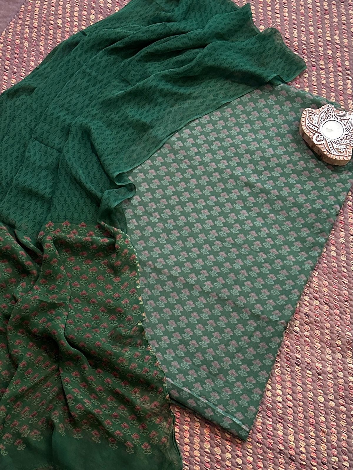 Spun Block Printed Unstitched Set