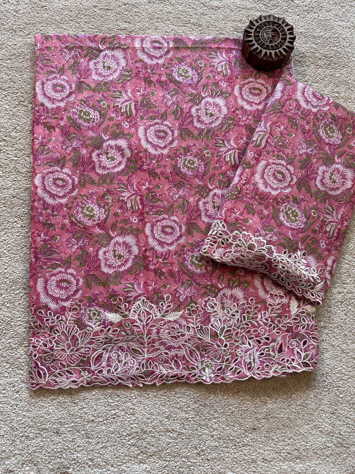 Rose Oasis Set- Coord Set with Cutwork Embroidery