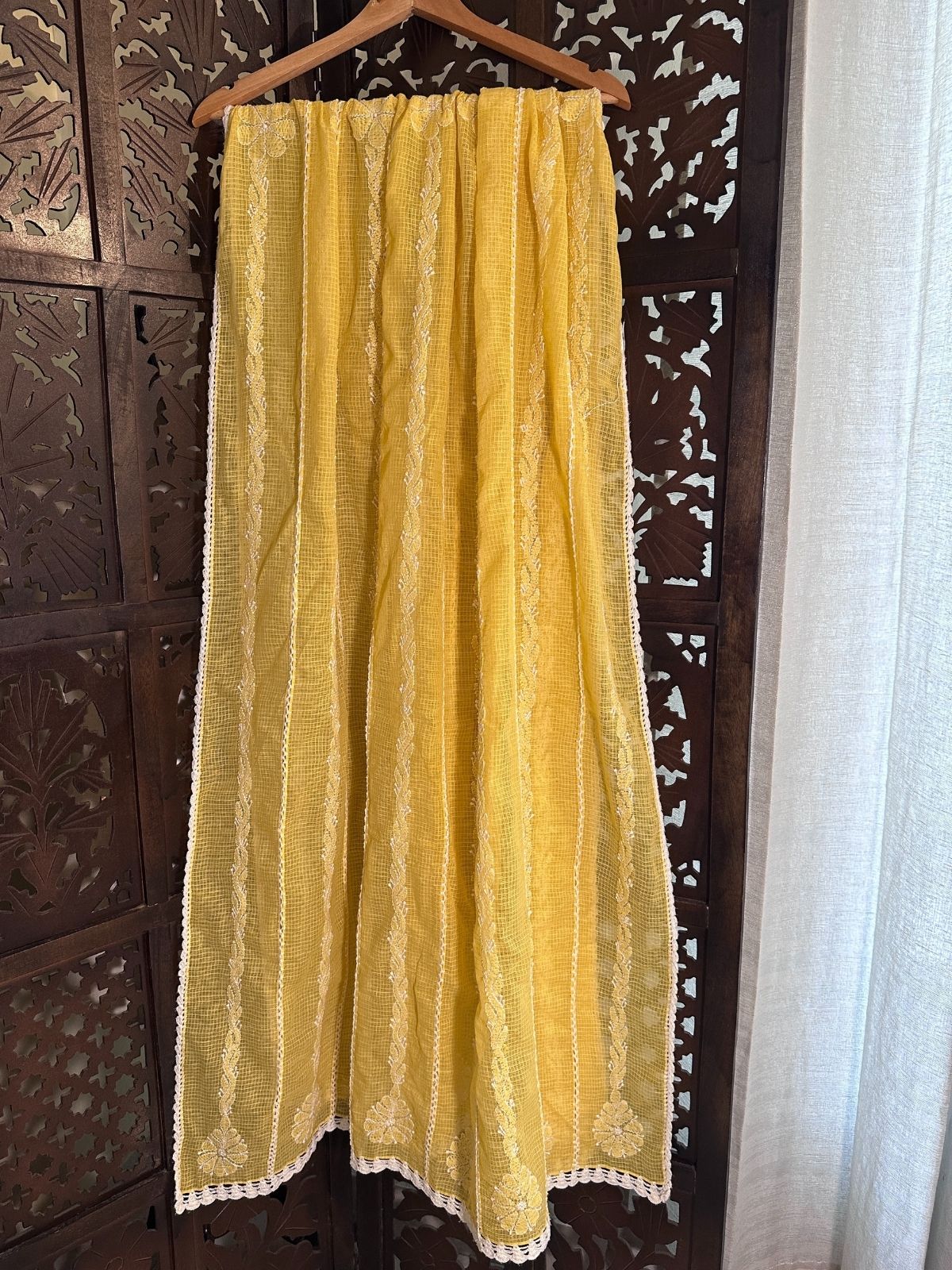 Kota Doria Hand Embroidered Chikankari Dupatta