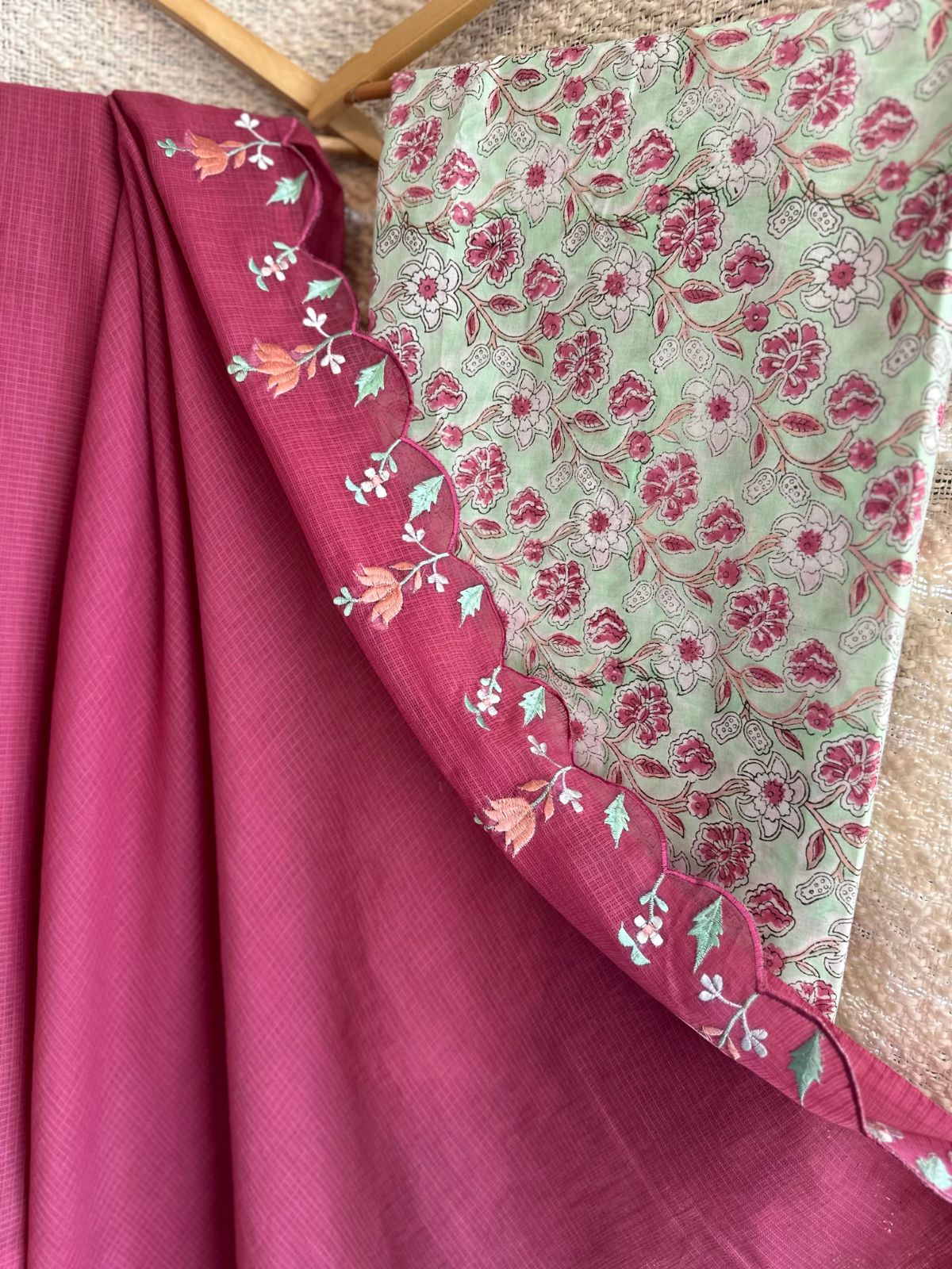 Kota Doria Embroidered Saree